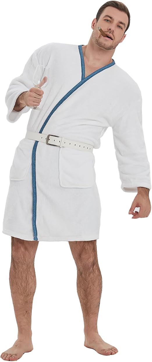 Amazon.com: Christmas Vacation Cousin Eddie Robe - White Robe and Belt ...