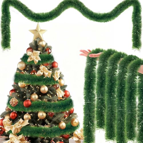 Guirlande de Noël Verte, ZoneYan Guirlande Noel 15m, Guirlandes de Sapin Artificiel, Guirlandes Tinsel Noël, pour Decoration Noel Sapin Intérieures et...