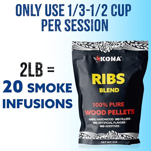 Kona Ribs Blend Smoker Pellets, Intended for Ninja Woodfire Outdoor Grill, 2 lb Resealable Bag