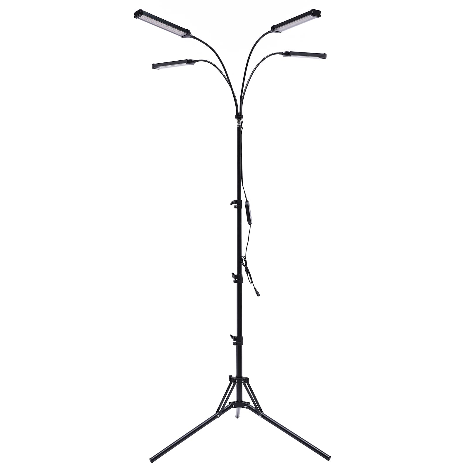 Lampada a 4 teste per piante da interno, luce solare, con clip, per piante e piante