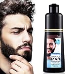 Men's Mustache & Beard Dye for Gray Hair Coverage - Natural Black Color in 5 Minutes, Easy Application Shampoo for Facial Hair 200ml