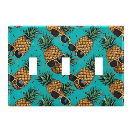 Light Switch Cover Glass Pineapple Wall Plates for Electrical Outlets 3 Gang 202a8980