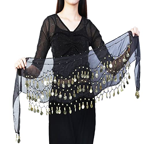 Floatdream Bauchtanz-Hüftschal, Bauchtanz-Hüftschal für Frauen, Meisje buikdans Taille Ketting, für in Bühnenaufführungen, Geburtstagsaufführungen, Partyaufführungen(Schwarz) Cover