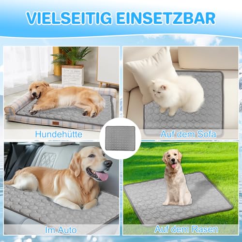 Yanlin 70x55cm Kühlmatte für Den Sommer, L, Grau, Kühlmatte für Hunde Selbst, Kühlkissen Hundematte, Hundekühlmatte für Hund & Katze Selbstkühlende Matte, rutschfeste, Waschbare, Atmungsaktiv