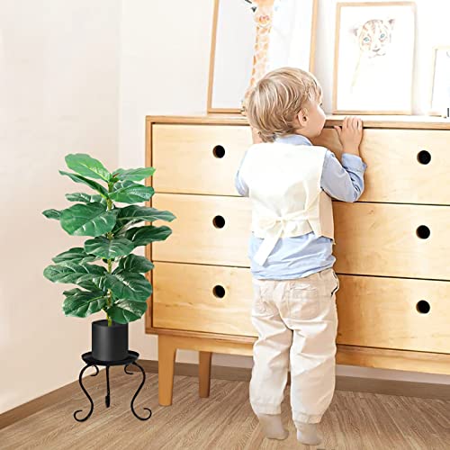 Kayfia Artificial Plants For Home Decor Indoor Faux Plant Fiddle Leaf Fig Tree 31.5" Tall With 24 Leaves & Pot Large Fake Plant For Office Modern Decoration Housewarming Gift #TOP6