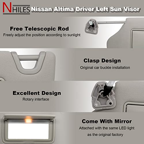 image for NHILES Left Driver Side Sun Visor Compatible with Nissan Altima 2013 2