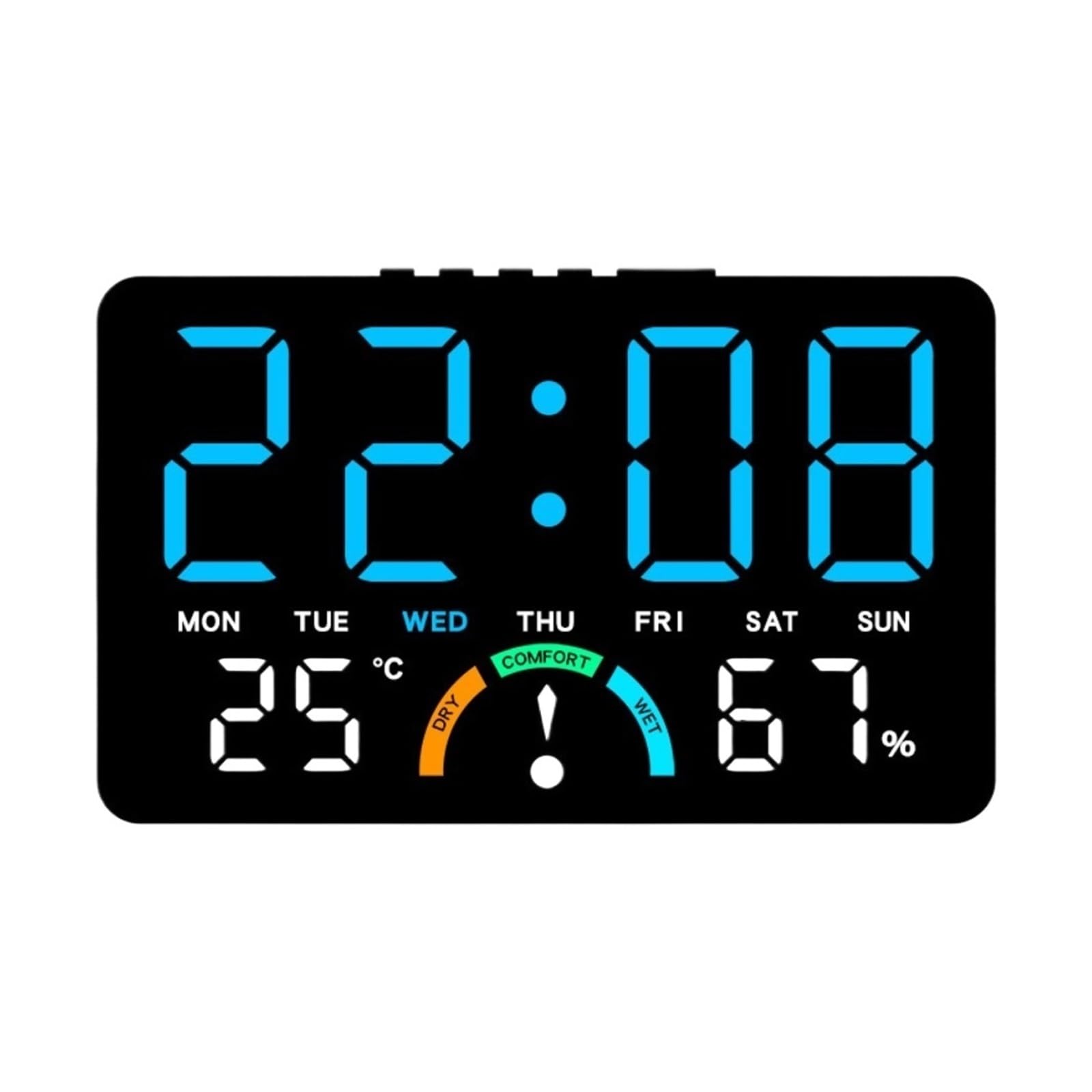 Naścienny Elektroniczny Zegar Ścienny Temperatura Data Cyfrowe Zegary LED Sterowanie Głosowe Wyświetlacz Domowy Stołowy Do Sypialni Precyzyjny I Czytelny(Black-Blue)