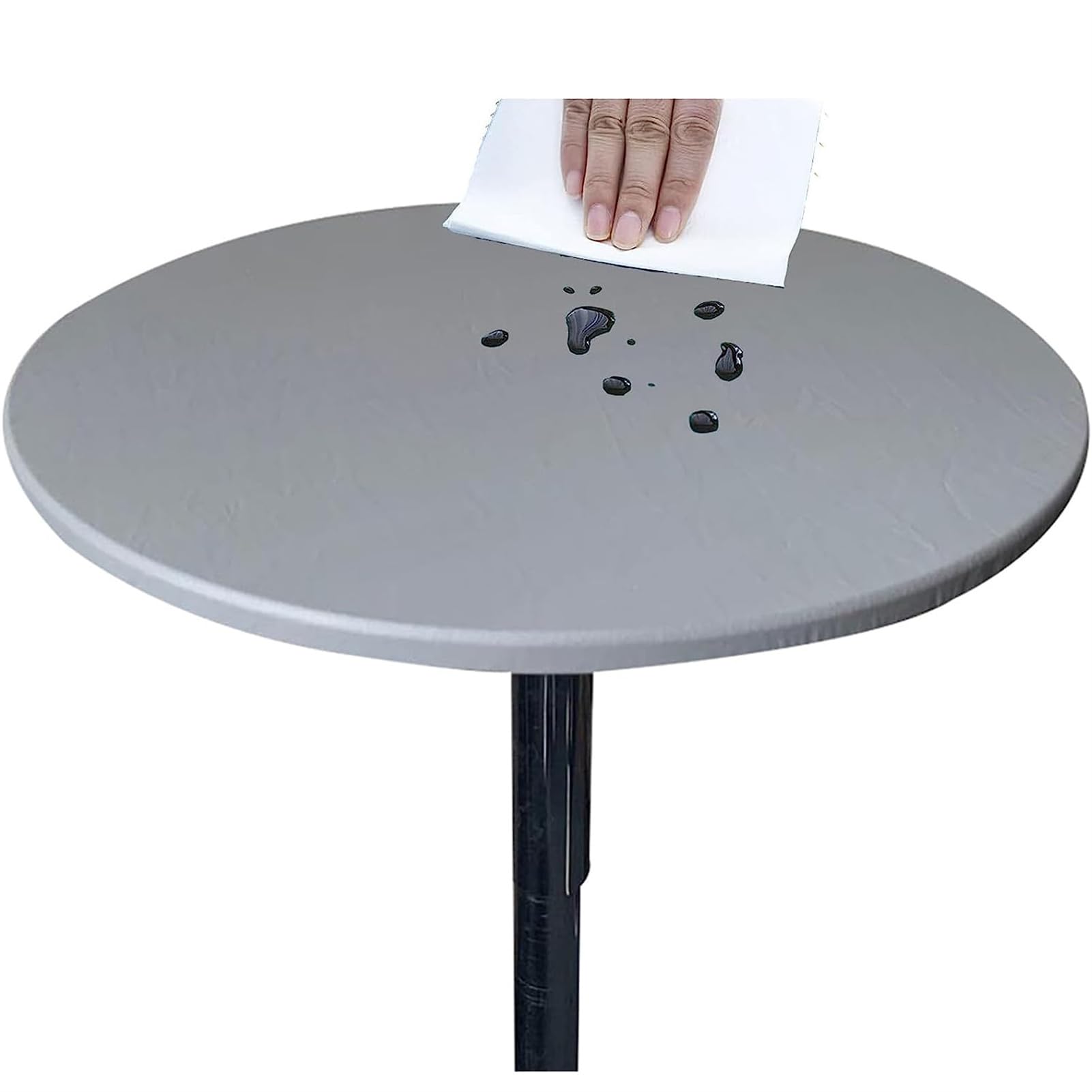 NNSMUN Round Table Cloth Waterproof Wipeable- Elastic Edged Vinyl Round Fitted Tablecloth,Indoor Outdoor Patio Elastic Edged Vinyl Tablecloth Dining Table Cover ProtectorV (Grey,140cm (Round table))