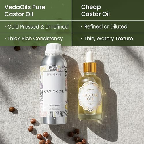 Image of VedaOils Cold Pressed Castor Oil 100ml | 100% Pure & Natural Hair & Skin Oil | Promotes Hair Growth, Reduces Hair Fall, Hydrates Skin & Strengthens Eyelashes | No Mineral Oil & Silicones