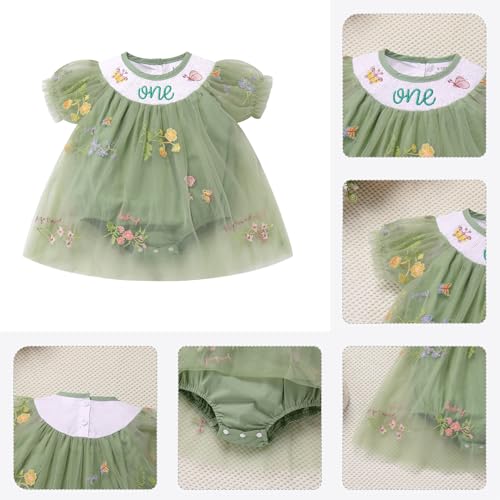IMEKIS Baby Girls 1st Birthday Outfit Romper Dress Strawberry Floral Smocked Dress Cake Smash Photo Shoot4