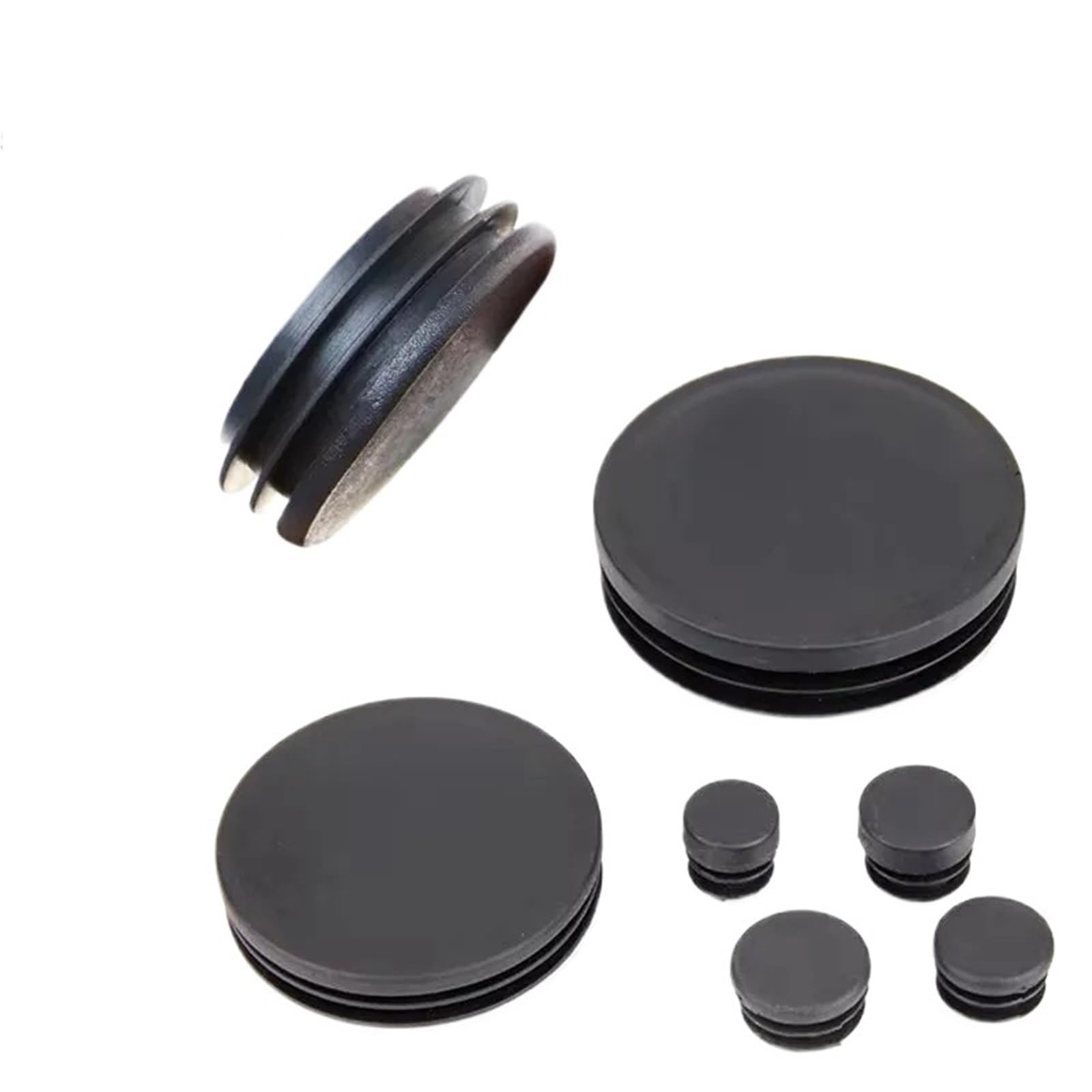 Kunststoff-Endkappen, Rohreinsätze, Stopfen für Stuhlbeine, 10–60 mm, Schwarz, 40 Stück