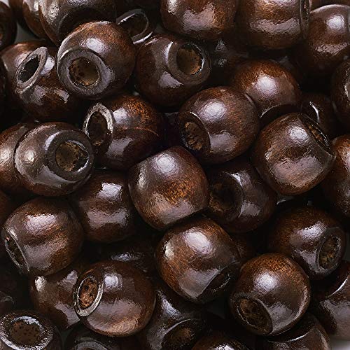 Craftdady 100Pcs Barrel Wooden Spacer Beads 12mm Large Hole European Beads for Bread Braided Hair DIY Jewellery Macrame Craft Making Brown Hole:5~6mm - Image 2