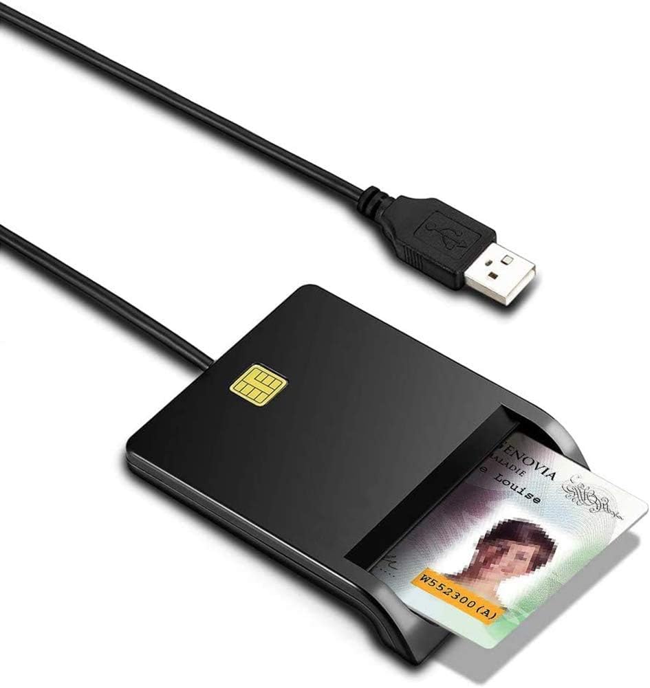 JRECHIO USB Smart Card Reader , ID Card Reader USB Smart Card Reader, USB Common Access CAC Memory Card Reader Compatible Windows and Linux, Black (SMT-01)