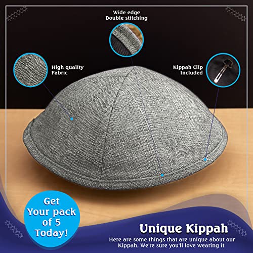 Image of Pack of 5-Pcs - Hq Satin /Linen /Velvet /Raw Silk /Suede Kippah for Men, Yamaka Hat Designed in Israel - Kippot Bulk