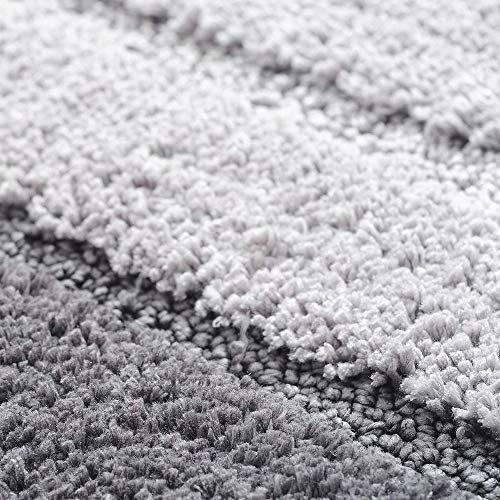 Tapis de bain rond et tapis de douche doux géométrique antistatique