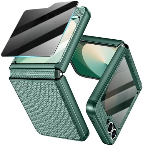 Doeshine für Samsung Galaxy Flip 7FE/6 Hülle mit Scharnierschutz,Grün | [Not für Flip 7] Privacy Screen Bildschirmschutz, Rutschfester Textur, Stoßfest Schutzhülle Kratzfest Rugged