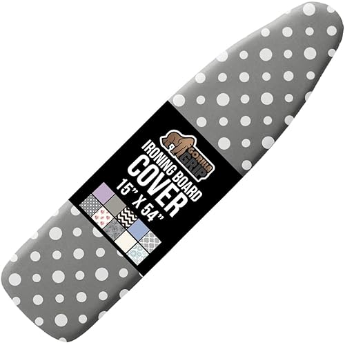 GORILLA GRIP The Original Ironing Board Cover and Pad, Silicone Coating, Thick Scorch Resistant Padding, Heavy Duty Iron Covers Standard Boards, Hook and Loop Fastener Strap, Dots, 15x54