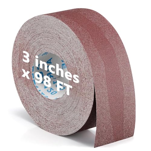 Rouleau abrasif grain 120 – Papier abrasif en toile émeri 75 mm x 30 m – Oxyde d’aluminium – Bande ponceuse continue pour ponçage bois métal meubles...