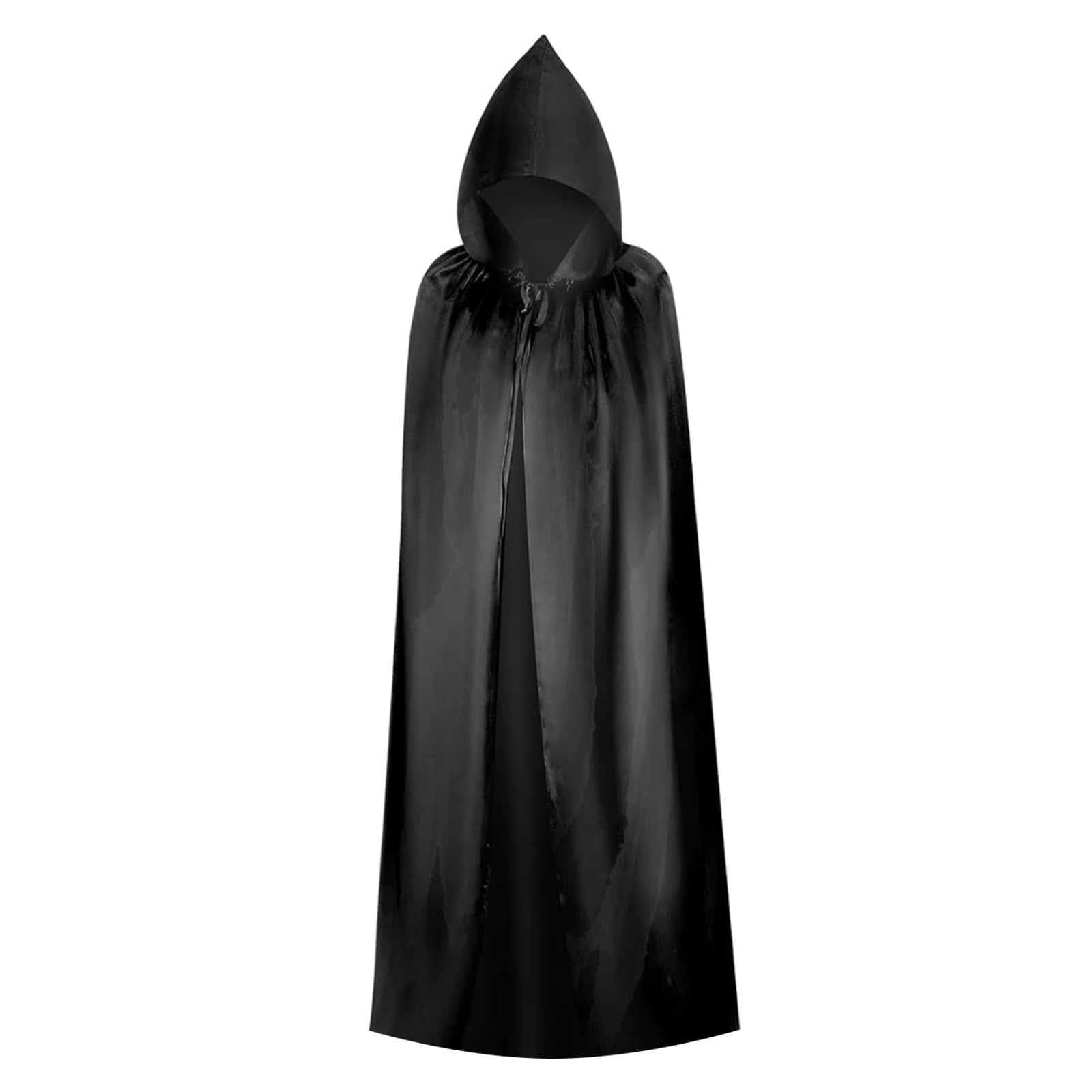 BDGYCK Hooded Cape, Unisex Long Black Hooded Cloak, Black Cape Wizard Costume for Adult Witch Vampires Devil Costume Cosplay Fancy Dress Halloween Christmas Party Carnival, 140cm