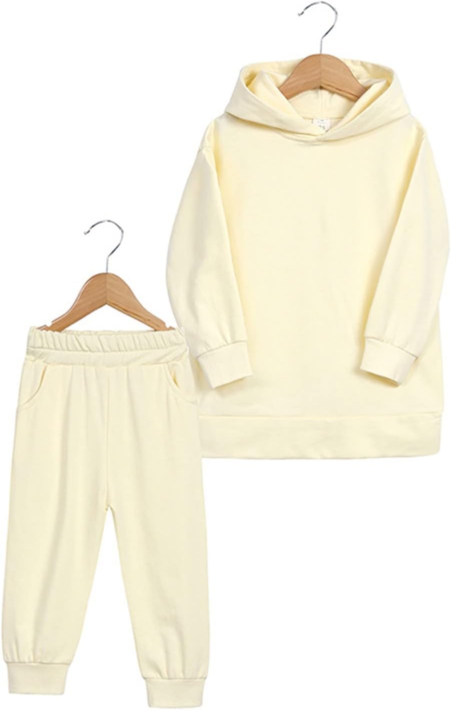 Hoodie Sweatsuit Set Tracksuit For Boys Girls 2 Pcs Hooded Sweatshirt Jogger Sweatpants Kids Athletic Solid Outfits