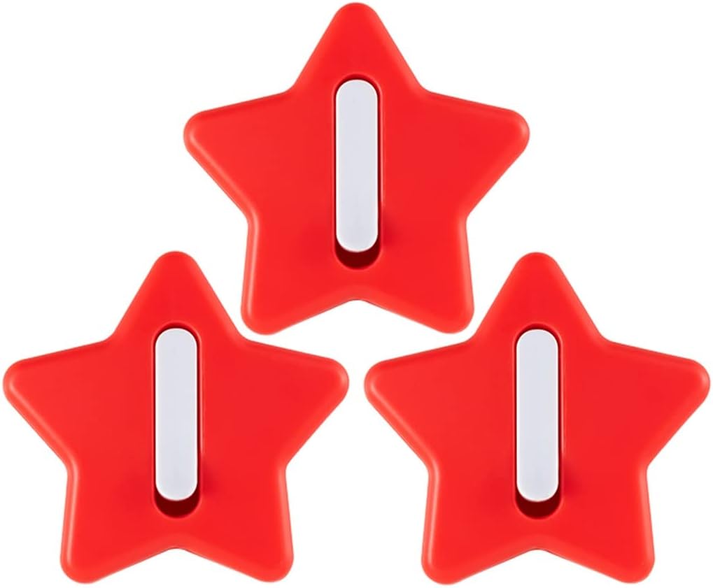 Wall Hook，Door Hook, Wall Hooks Wall Hooks Decorative Adhesive Pentagram Creative Hangers, Kitchen Household Sticky Hook, Entrance No Punching Key Hook, Load Bearing 1kg (Color : Star(Red), Size : 6.5