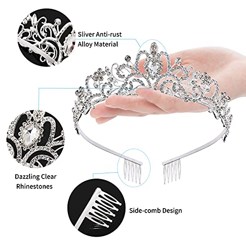 Tiara Crowns For Women Tiaras For Girls Princess Crown For Birthday Halloween Costume Bride Wedding Queen, Crystal Tiara (Silver/5 Pack) #TOP1