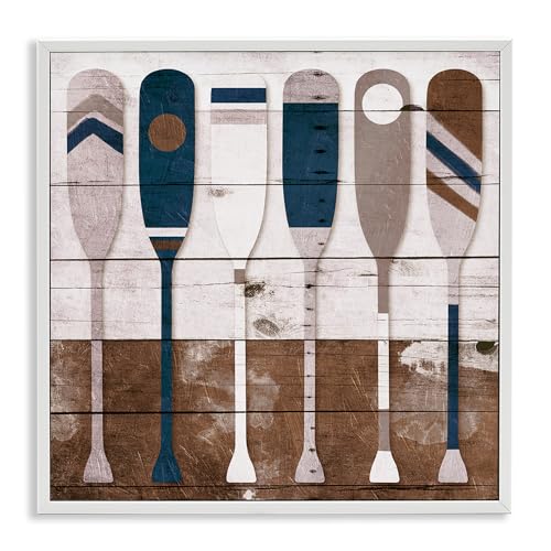 Rustic Ocean Paddle Ores Nautical, 12 x 12 Inch Framed Giclée Print