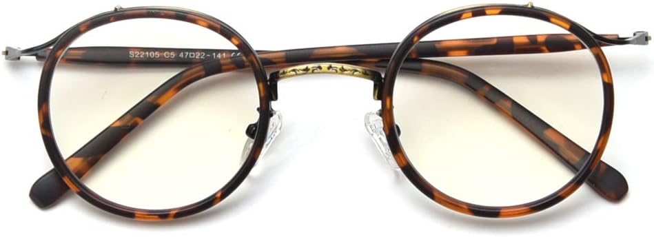 Retro Style Vintage Round Glasses Frame Acetate Clear Lens Optical Eyewear Tortoise Frame image 2 of 9 B08LQF3BX7