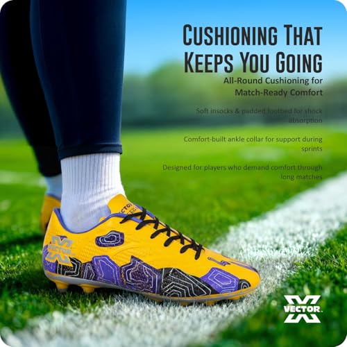 Image of Vector X Breeze High-Performance Soccer Studs Fully Embossed Synthetic Upper|Double Colour High Strength TPU Sole Football Shoes Athletic Footwear for Boys Men Players