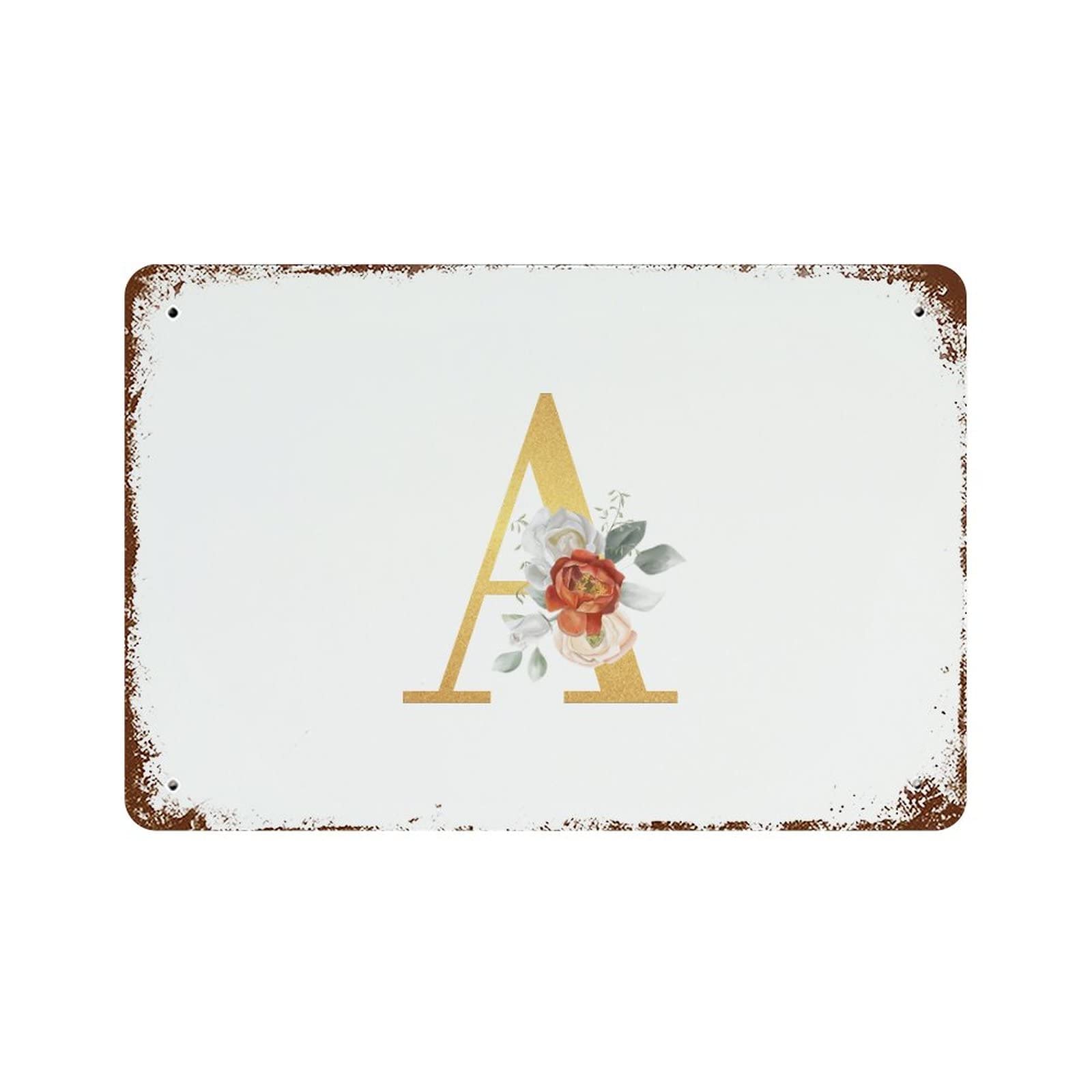 Lettres florales monogramme dorées de haute qualité artistique, lettre A rose rétro
