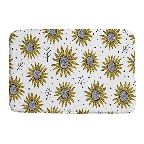Tapis de bain tournesol absorption d'eau et lavable en machine