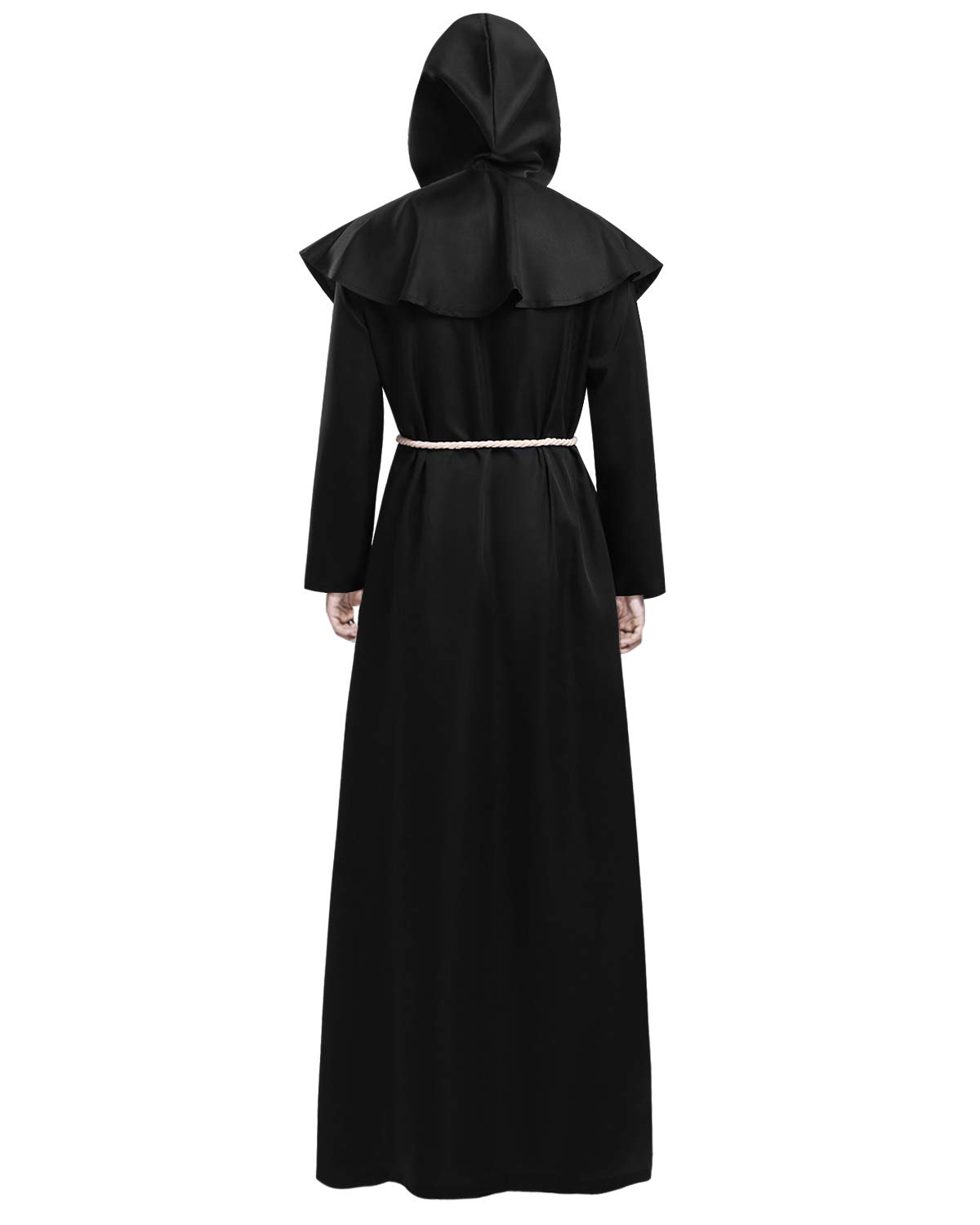 KONVINIT Costume da monaco medievale Frate accappatoio Medievale Sacerdote Rinascimentale Cappuccio Costume saio con Cappuccio Vestito da Monaco frate per Halloween Carnevale