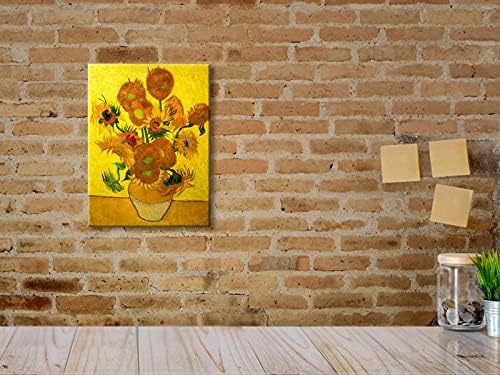 Wieco Art - Modern Abstract Flowers Giclee Canvas Prints Stretched and Framed Artwork Vase with Fifteen Sunflowers by Van Gogh Oil Paintings Reproduction Pictures on Canvas Wall Art for Home Décor