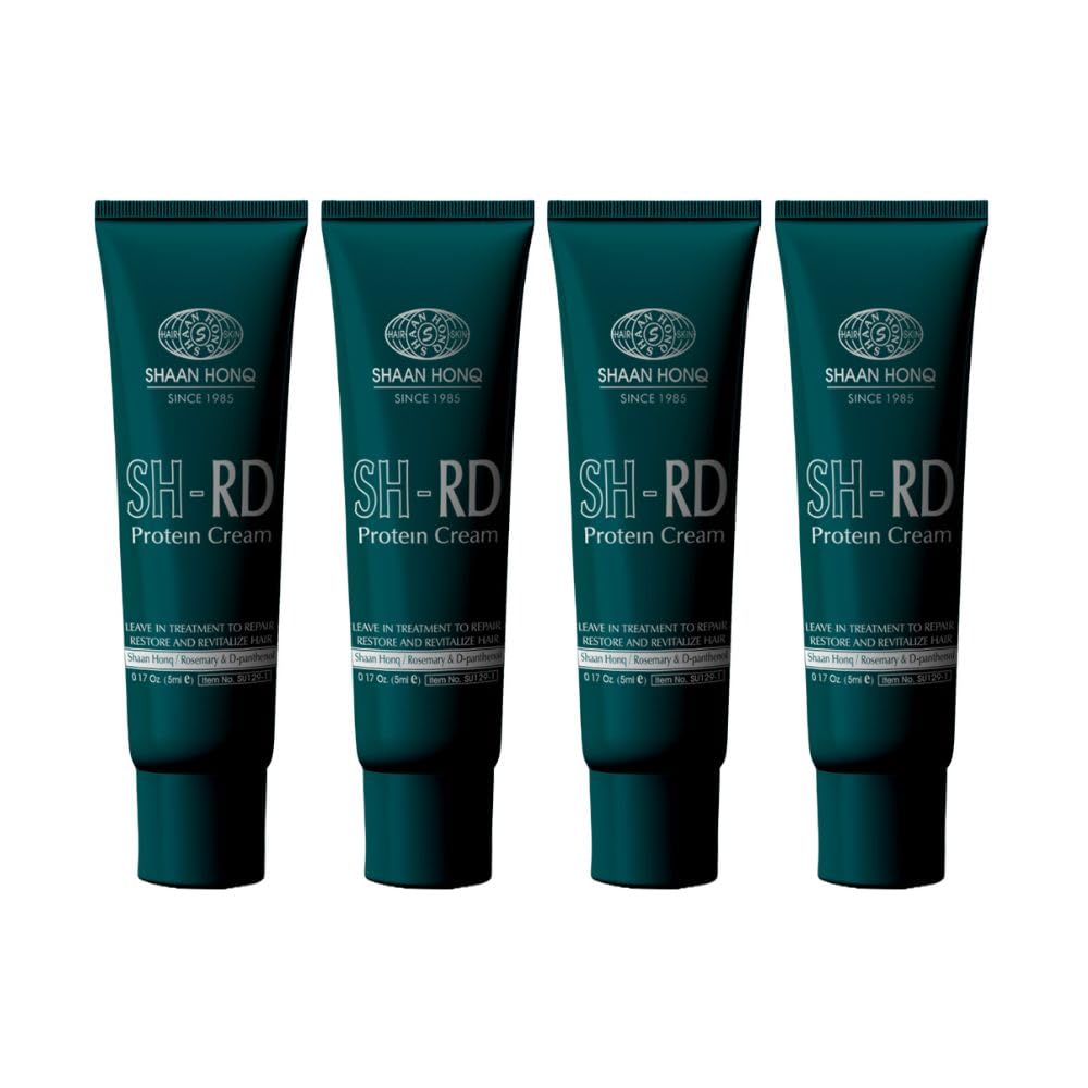 【Travel Size 4-Pack】SH-RD Protein Cream for Dry Damaged Hair, Leave-In Protein Hair Treatment to Restore, Revitalize & Repair Split Ends, Conditioning Haircare for All Hair Types - 4 x 0.17oz/5ml