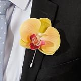 MISNODE 6 szt. Przypinki do Klapy dla Mężczyzn, Kwiat Phalaenopsis Pin Akcesoria do Garnituru, Ręcznie Robione Szpilki Boutonniere z Kwiatami, Broszka Stanik Phalaenopsis dla (D)