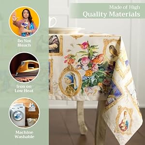 Maison d'Hermine Table Cloth Rectangle Table 100% Cotton Tablecloth for Dining Room, Farmhouse, Home, Hotel, Parties & Wedding - Ideal for Easter Decorations Spring & Summer (Masterpiece, 60" x 90") Maison dHermine Table Cloth Rectangle Table 100 Cotton Tablecloth for Dining Room Farmhouse Home Hotel Parties Wedding Ideal for Easter Decorations Spring Summer Masterpiece 60 x 90