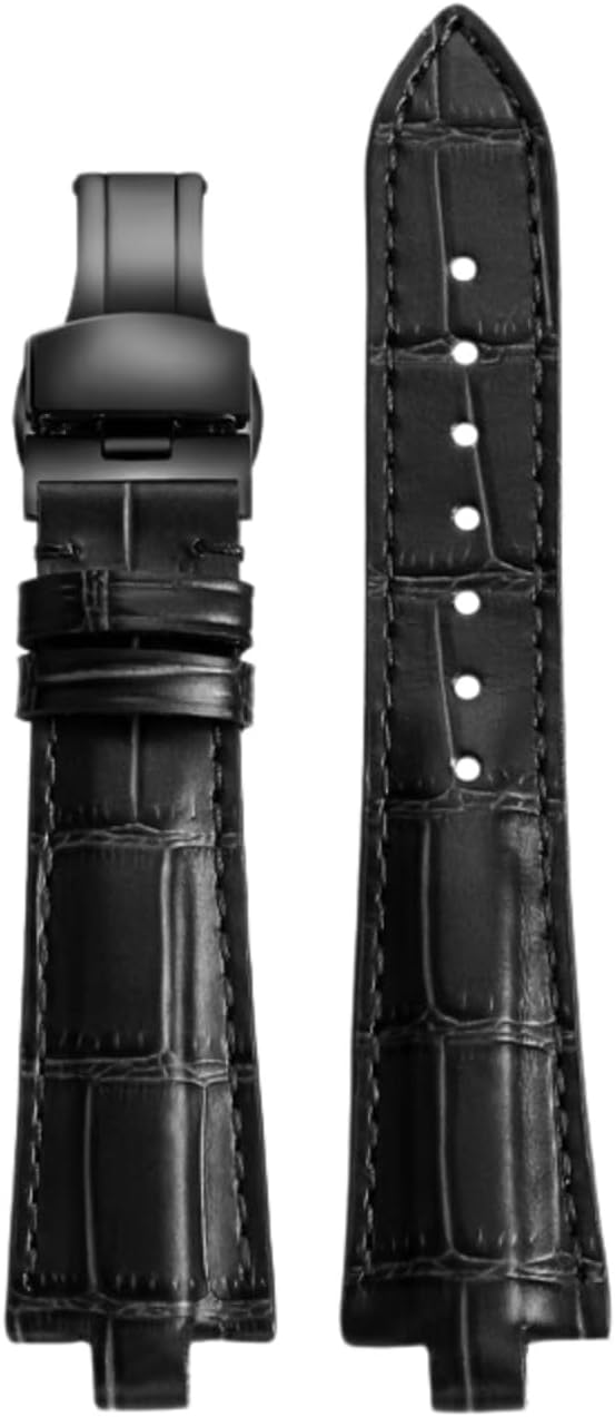 Compatible with Series 103539, 103383 Calfskin Curved End Strap, Waterproof Sports Genuine Leather Band, Soft Fitting Accessories
