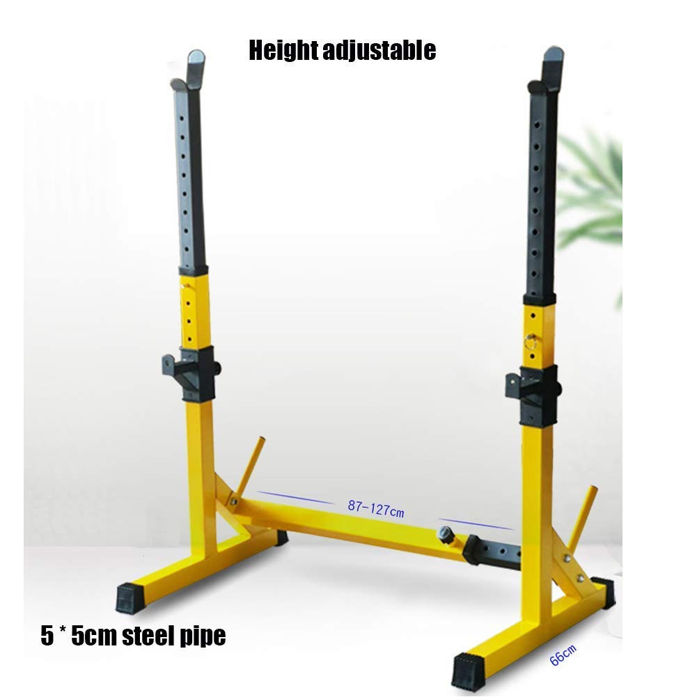 Soportes multifunción para Sentadillas, Banco de Sentadillas con Barra, jaulas de Potencia Ajustables en Altura y Ancho para Gimnasio en casa.