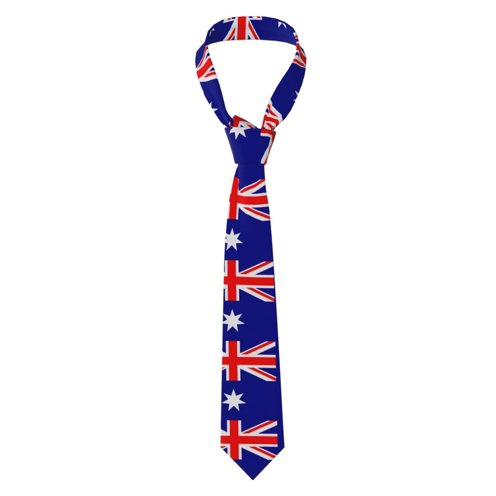Men's Necktie Tie WHJSSF Australian flag Pattern Comfort Durability for Business, Daily Wear, Work, Birthdays, Weddings, Parties