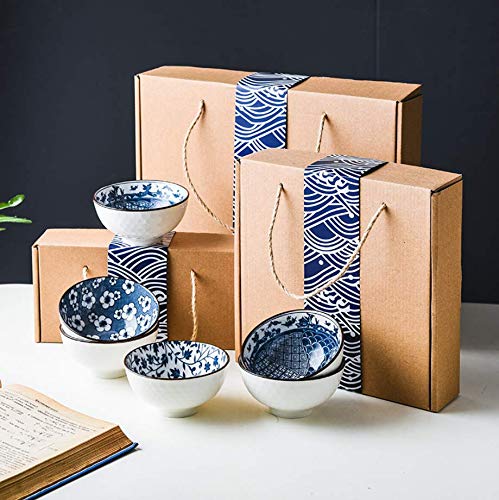 Set Sushi Per 4 Persone In Ceramica - 12 Pezzi Con Motivo Floreale, Bacchette E Portabacchette