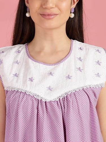 Image of 9shines Label Cotton Sleeveless Nighty | All Over Print Maxi Night wear for Women | Full Length Night Gown Night Dress for Women Stylish (Cotton Sleeveless 25)