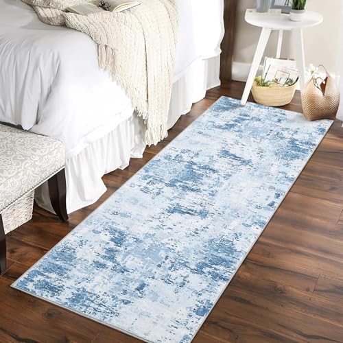 ROYHOME 2x6 Modern Abstract Runner Rug for Hallway Kitchen Bathroom, Blue