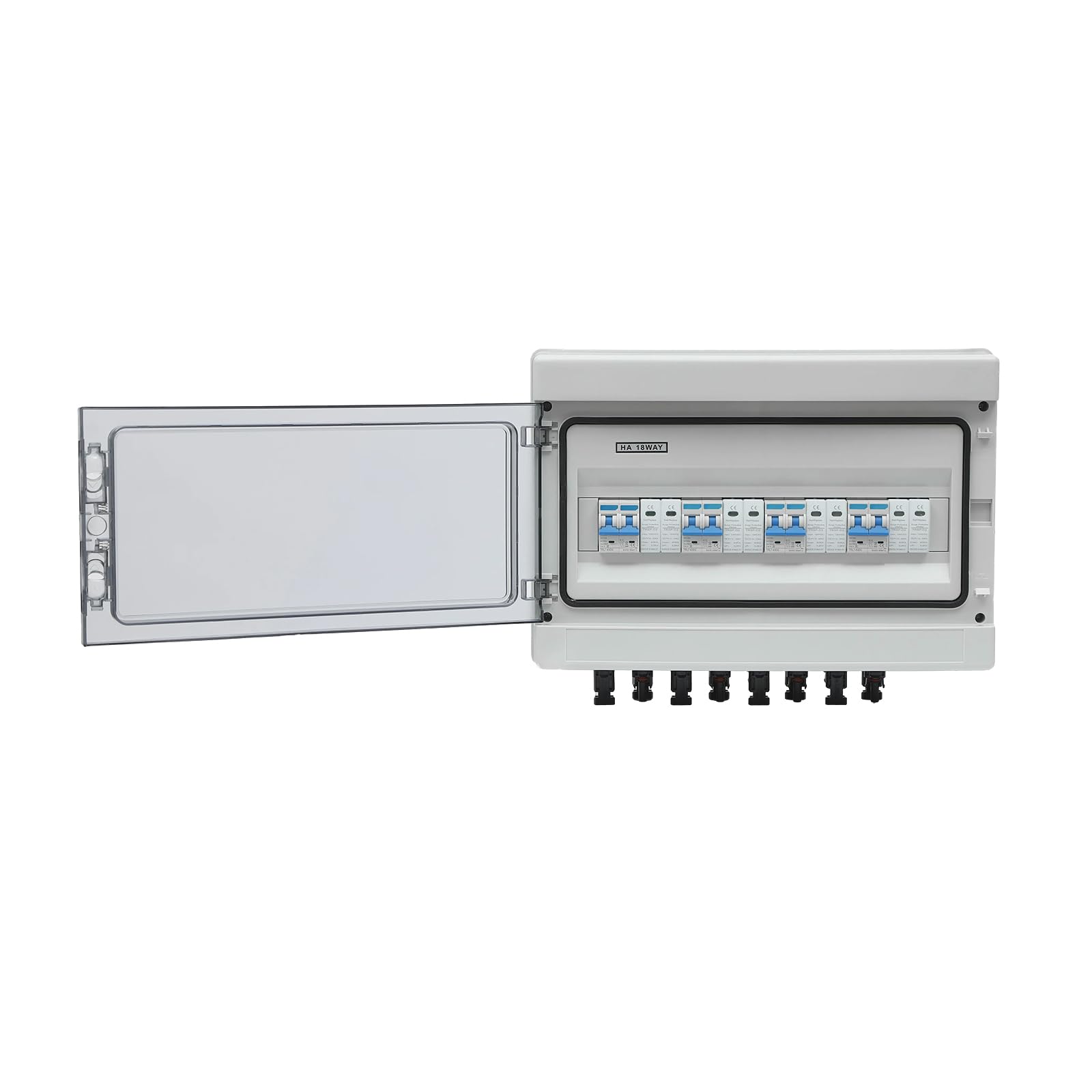 Überspannungsschutz PV, PV DC 1000V -15A Trennschalter PV Anlage, DC-Solaranschlusskasten IP65 Wasserdicht für Wohnmobile Off-Grid Systeme (4 Eingänge, 4 Ausgänge)
