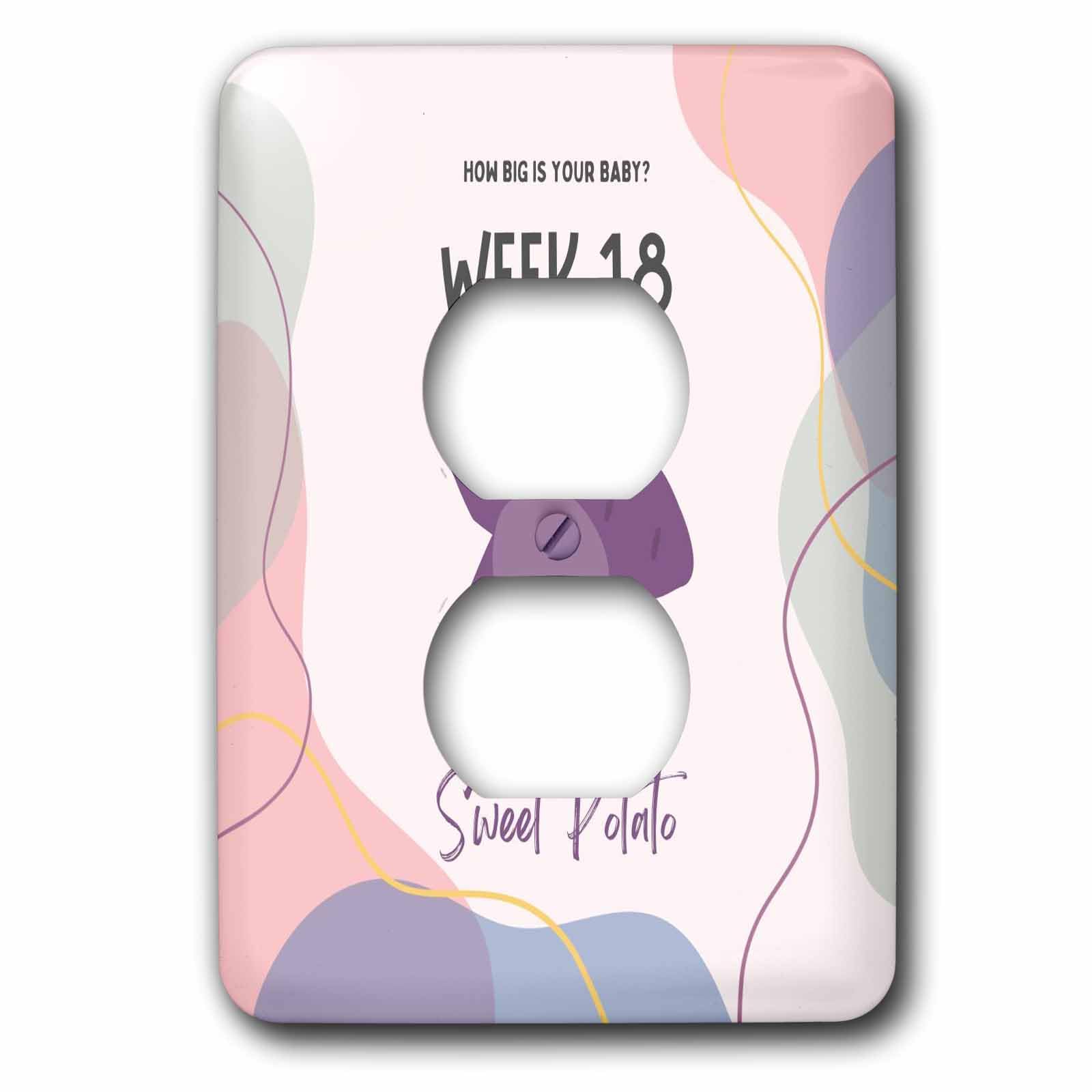 3dRose Image of Sweet Potato how big is your baby week 18 - Light Switch Covers (lsp-388470-6)