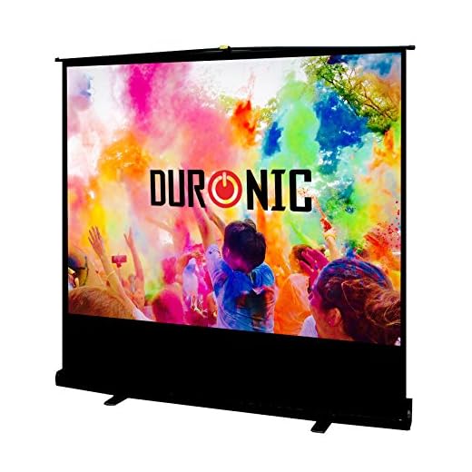 Duronic Projector Screen FPS80/43 - 80" Floor Projection Screen | School | Theatre | Cinema | Home Matte White Screen (:163cm(w) X 122cm(h) Portable Freestanding - 4K / 8K Ultra HDR 3D Ready (4:3)