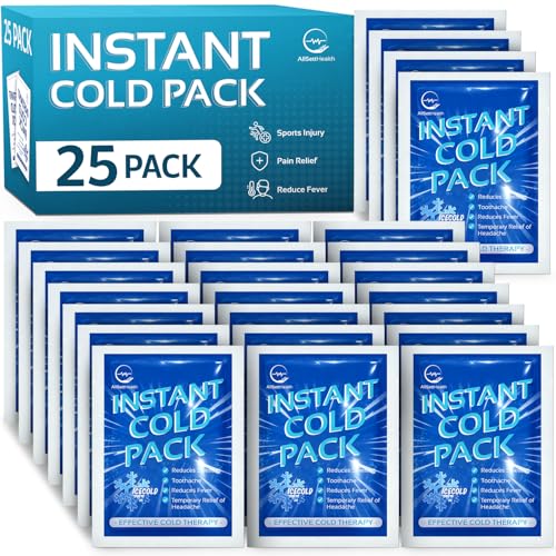 Instant Ice Pack (15 x 11.5 cm)- 25 Pack Disposable Instant Ice Packs for Injuries (25 Pack (6 x 4.5))