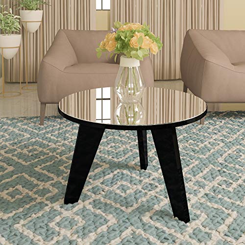 Mesa de Centro com espelho redonda 100% MDF ESPANHA cor Preto - Artely