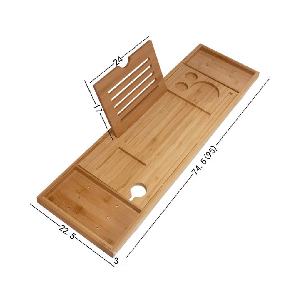 Bandeja de baño Caddy Rack Bandeja de bañera, Caddy de baño de Madera de SPA Ajustable para el hogar con Copa de Vino, Tableta/Libro, Soporte para teléfono Inteligente