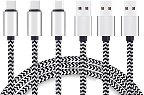 Ailun USB Type C Cable 6ft 3Pack High Speed Type C to USB A Sync Charging Nylon Braided Cable for Galaxy S22/S22+/S22Ultra,Galaxy S21 5G,Galaxy s20 Smartphone Tablets Silver BlackGrey Not Micro USB