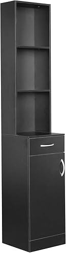 Miniatura 1 de WEI WEI GLOBAL Armario de piso de baño - Puertas dobles y 5 cajones - Organizador de almacenamiento de madera - Armario de almacenamiento de baño -